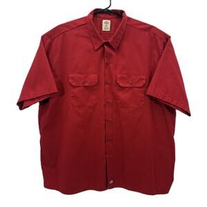 Dickies Men's 3XL Red Short Sleeve Button-Up Shirt